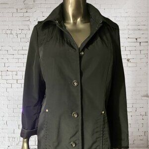 Women's Calvin Klein Water Resistant A-Line Trench Coat in Black - Size Small